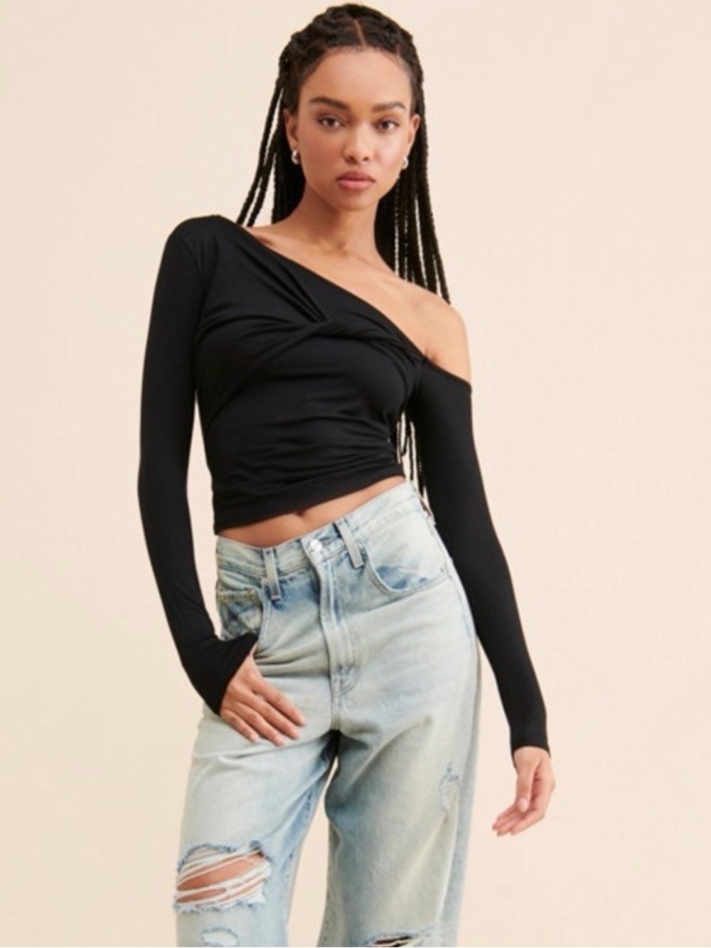 Geel Nico Twist Top Black Long Sleeve Size Medium